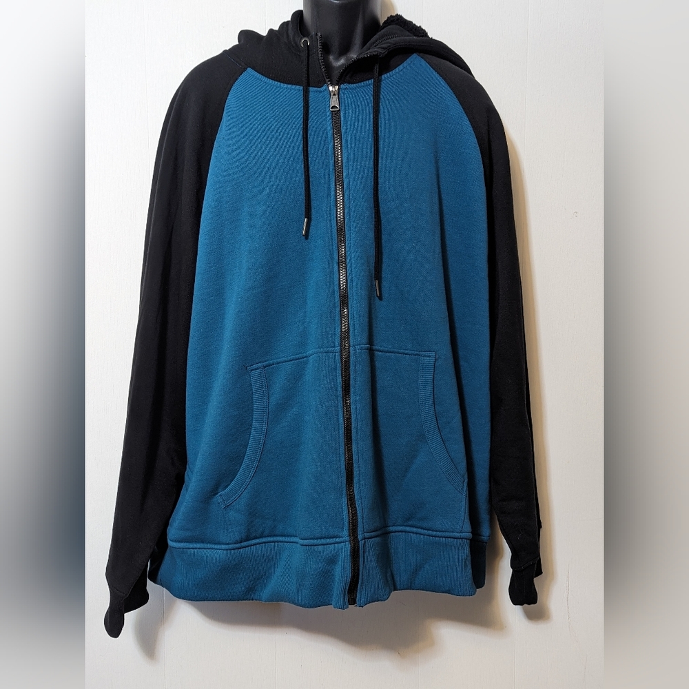 Men's George Full Zip Sweatshirt Jacket Black and Blue 3XL